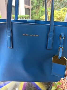 Marc Jacobs Electric Blue Saffiano Tote with Gold Hardware